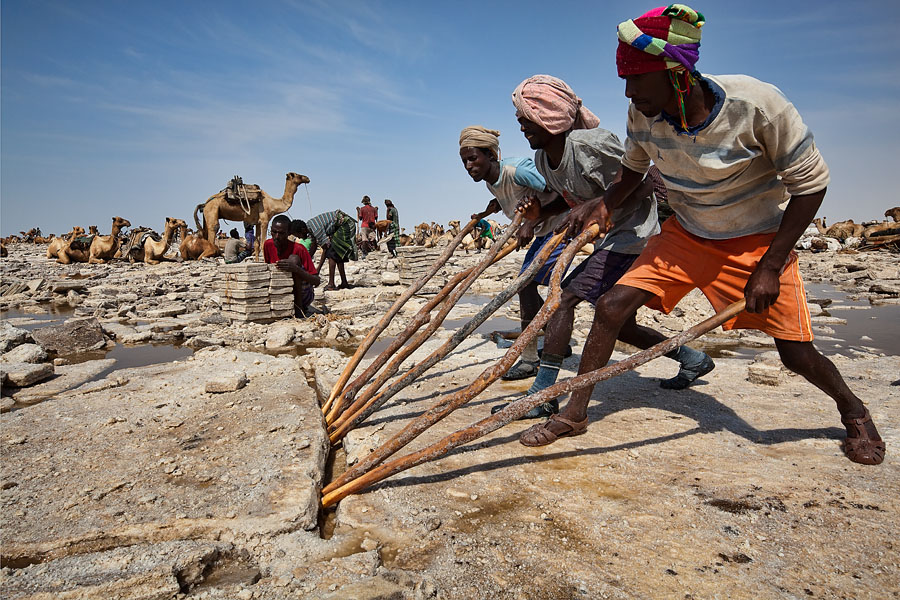 Hard work by the saltworkers on Lake Asale   Ethiopia 